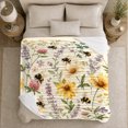 thumbnail image 5 of Bumblebee Wildflower Botanical, Peaceful Botanical Garden Scene, Warm Flannel Blanket for Sunroom and Reading Nook, Garden Lovers Housewarming Gift, Botanical Home Decor, 5 of 9