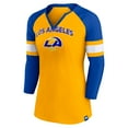 thumbnail image 2 of Women's Fanatics Gold/Royal Los Angeles Rams Arch Raglan 3/4-Sleeve Notch Neck T-Shirt, 2 of 3