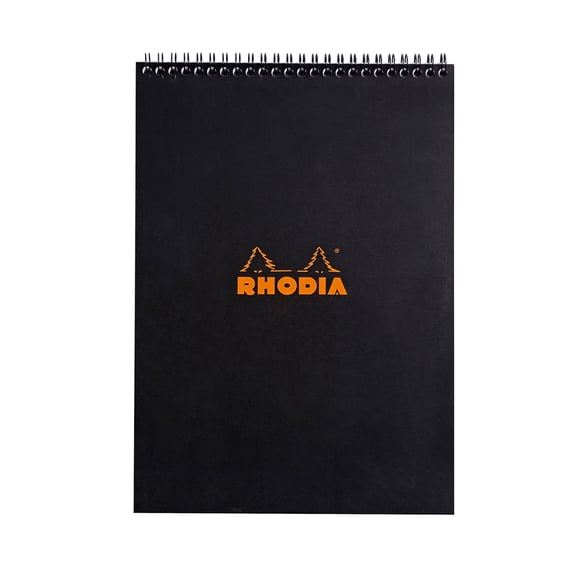 Rhodia Wire-Bound Sketchbook, Lined, 8.25 in x 11.75 in, Black