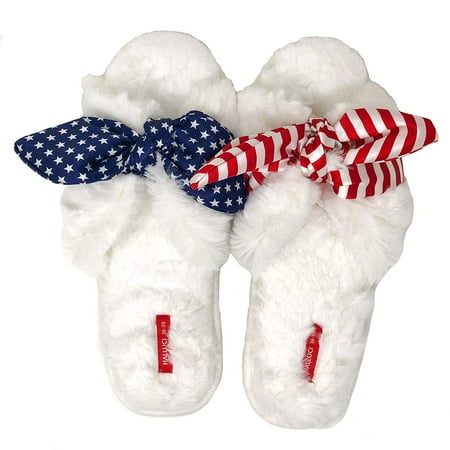 

Women s Holiday Bow Open-Toe Slipper American Flag 8-9