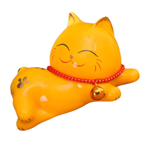 LOLIPPYY Yellow Ceramic Cat Decor Decorative Cat Statue for Home Party and Garden Decorations
