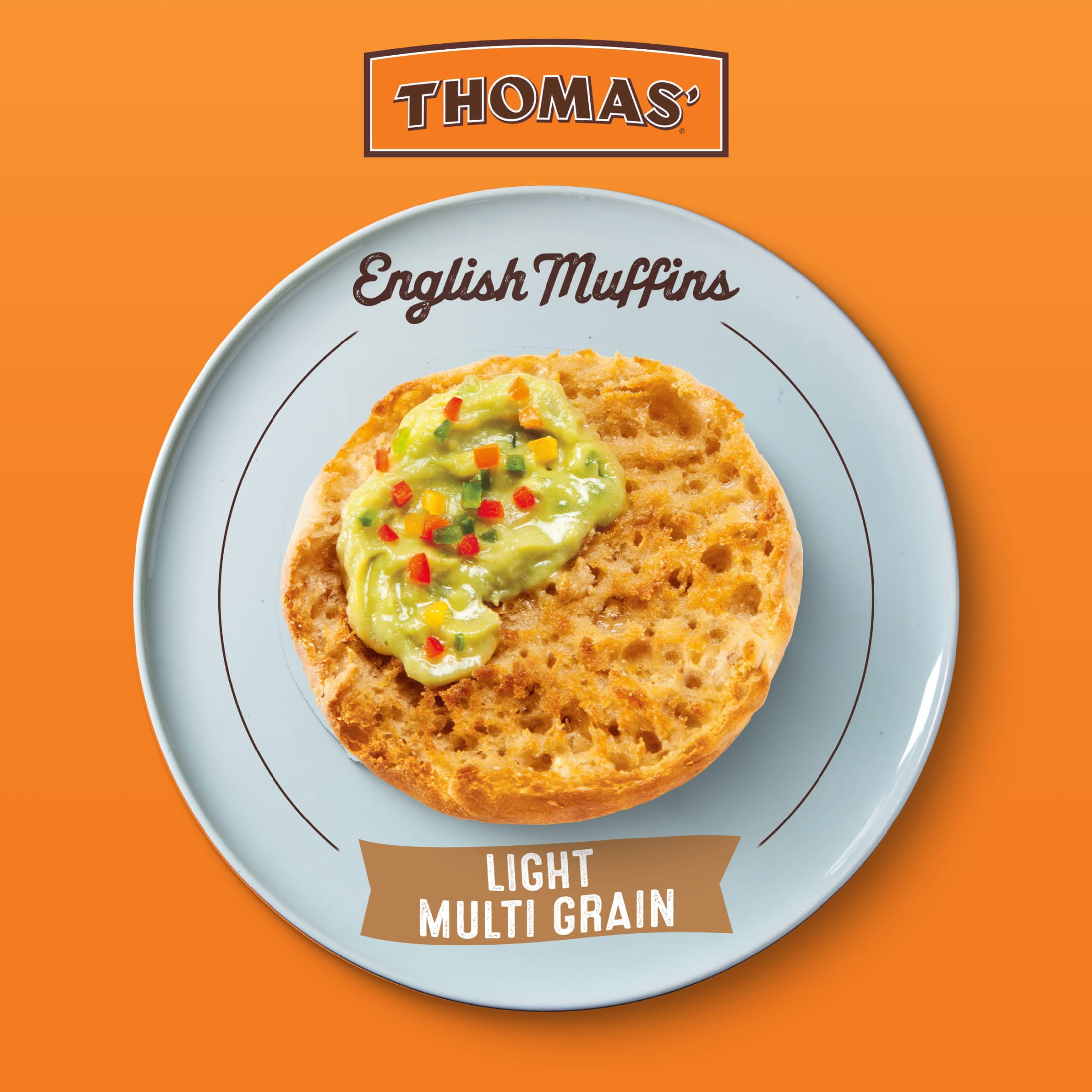 Thomas' Light Multi-Grain English Muffins, 6 count, 100 Calories English Muffins, 12 oz Tray