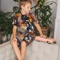 thumbnail image 4 of Balery Abstract Lion Painting Conjunto de Pijama Infantil de Manga Corta con Estampado – Ropa de Dormir de Algodón Suave-Large, 4 of 6