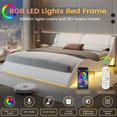 thumbnail image 3 of Bed Frame, Large with Headboard, Modern Upholstered Platform, LED Bed Frame, With LED Lights, Wavy Curve,Large Thin Platform Bed My Lux Decor Round, 3 of 8