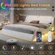 thumbnail image 3 of Bed Frame, Large with Headboard, Modern Upholstered Platform, LED Bed Frame, With LED Lights, Wavy Curve,Large Thin Platform Bed My Lux Decor Round, 3 of 8