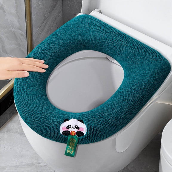 Padded Toilet Seat Thickened For All Seasins Toilet Seat Cover Handle For Warmth Toilet Seat Cushion With Fluff Toilet Cover Easy Installation Comfortable Toilet Lid Seat Cover