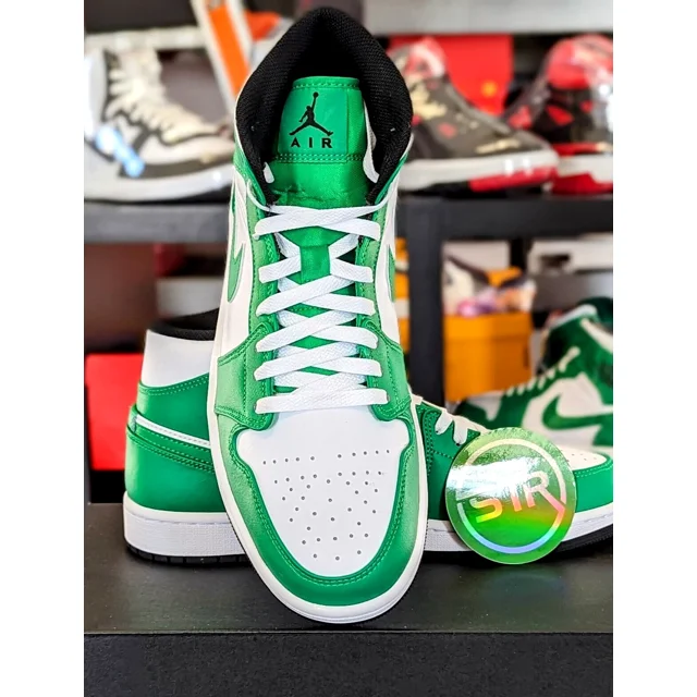 Ni-k-e Ni-k-e Air Jordan 1 Mid Shoes Lucky Green White Black DQ8426-301 Men's SZ. 10