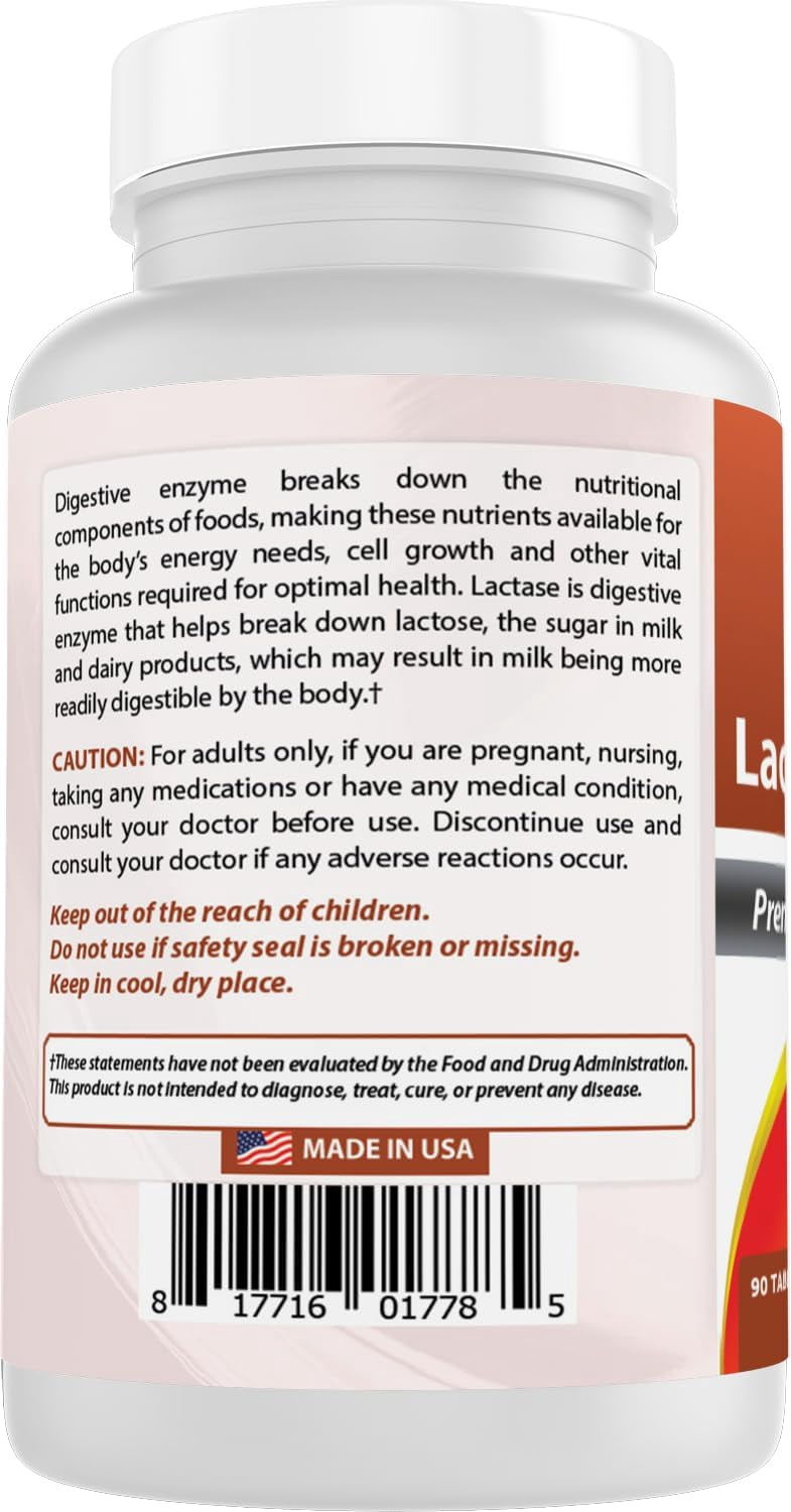 (2 pack) Best Naturals Lactase Enzyme 9000 FCC ALU 90 Tablets | Lactose Intolerance Relief Tablets