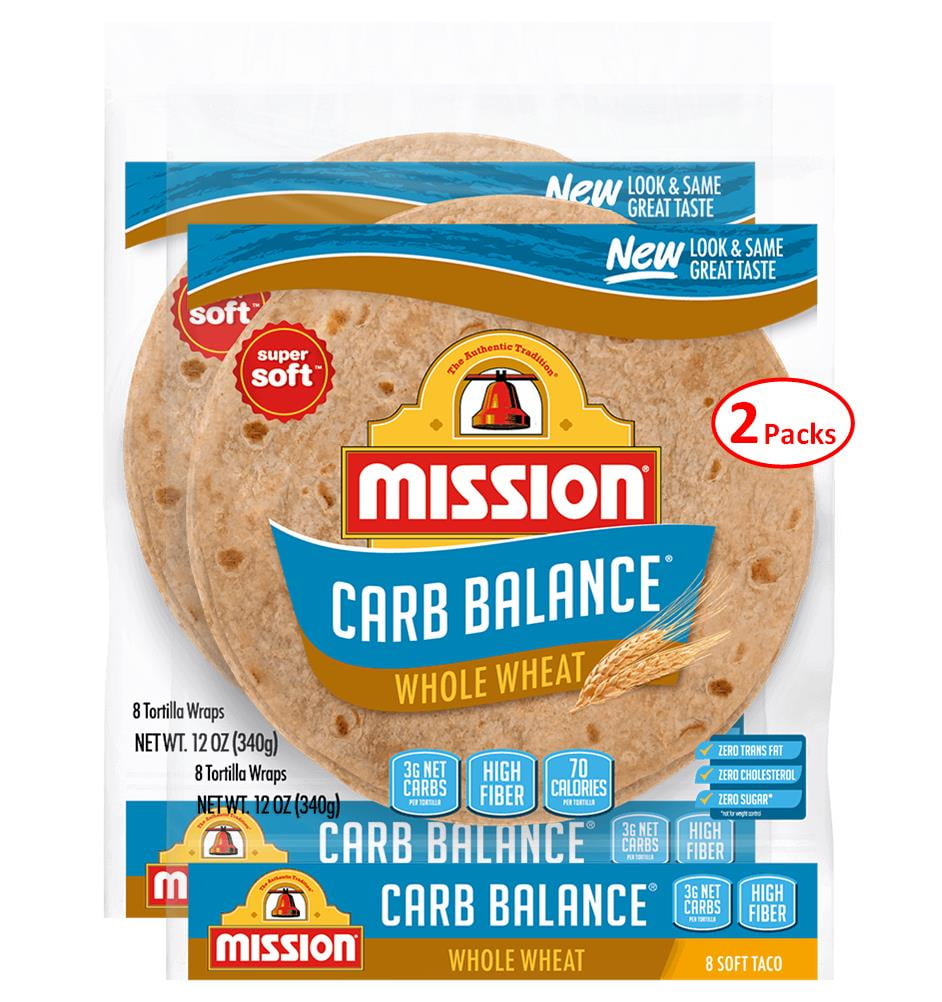 Mission Carb Balance 8" Soft Taco Whole Wheat Tortillas Low Carb, Keto