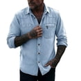thumbnail image 2 of Men's Button Down Shirts Black Big and Tall Long Sleeve Solid Turndown Collar Casual Button Front Zipper Blouse, 2 of 5