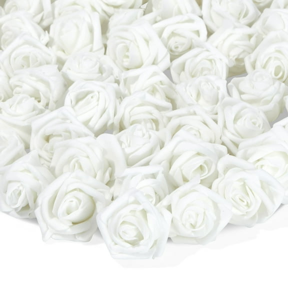 Bright Creations Fake Foam Flower Heads - 2-Inch White Stemless, 200 Pack - Artificial Flowers Bulk for Crafts & Decor