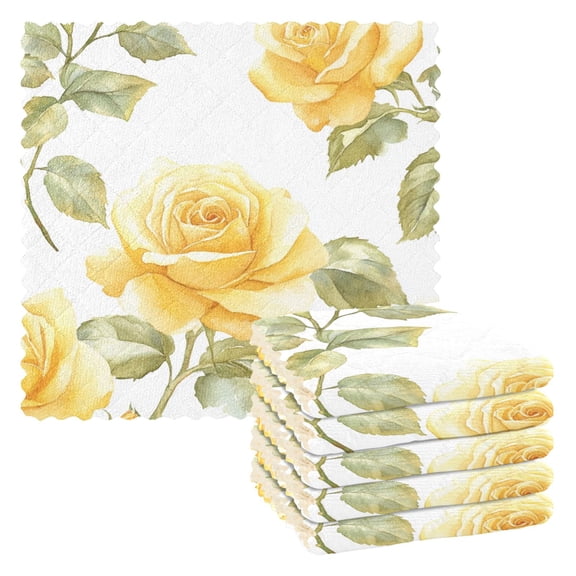 6 Pieces of Kitchen Towels 11x11Inch Kitchen Dish Cloths Kitchen Dish Towels Reuseable Cleaning Cloths Gold Roses