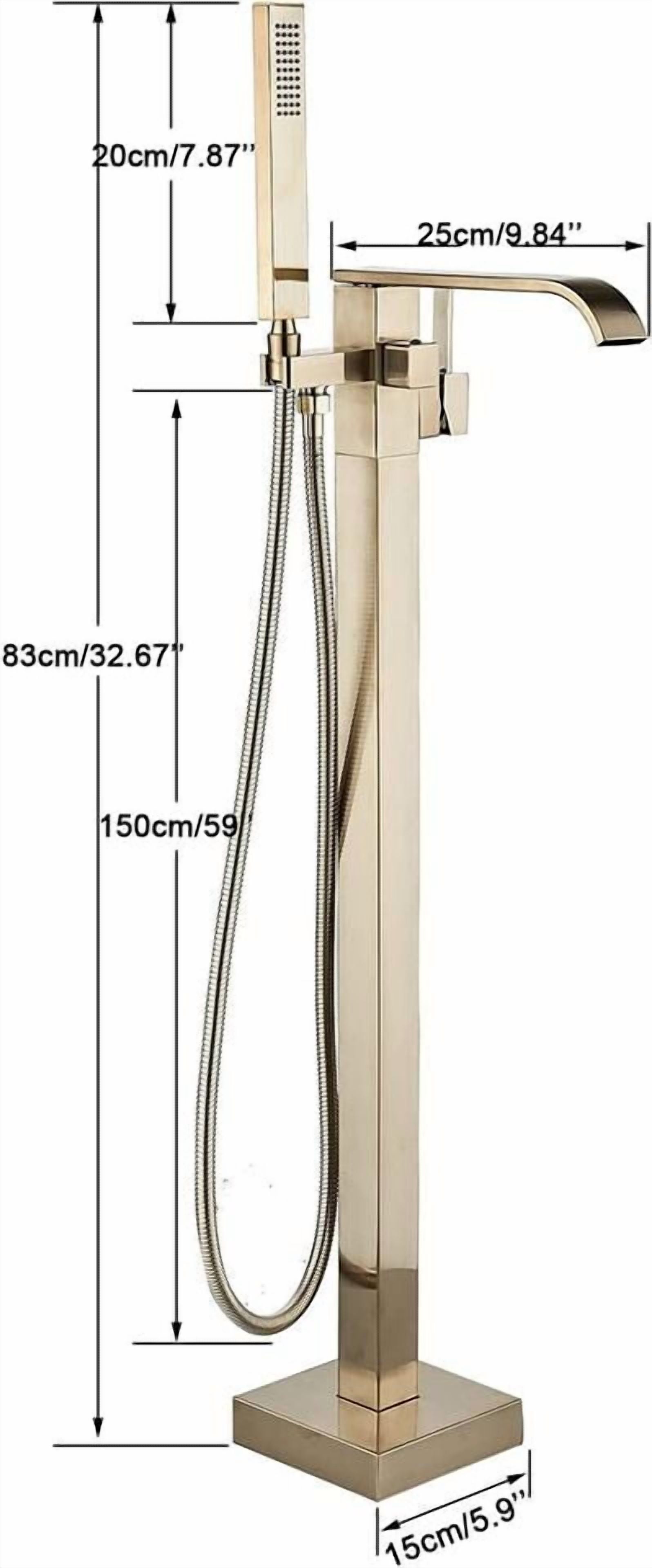 Floor Mounted Brushed Gold Free Standing Bathtub Faucet Shower Tub Filler Spout