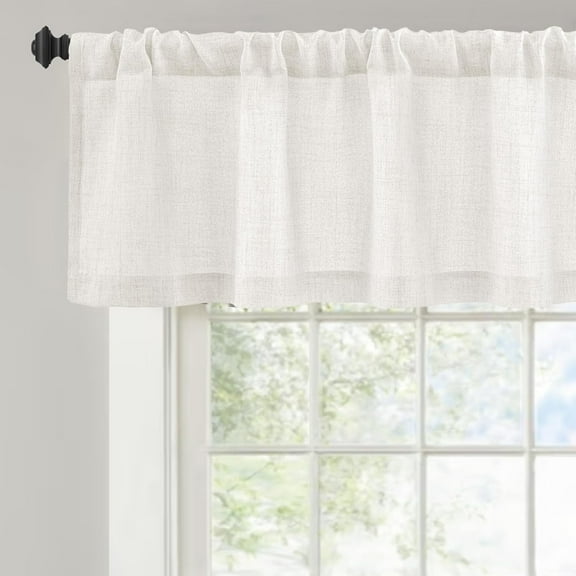DriftAway Linen Textured Curtain Valances for Windows Light Filtering 3 Inch Rod Pocket Farmhouse Country Rustic Kitchen Valances for Bedroom Living Room Bathroom 14 inch Length Blue
