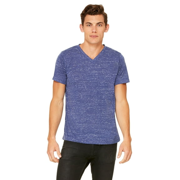 Bella Canvas Unisex Jersey Short Sleeve V-Neck Tee , 3655C , Navy Marble , Large