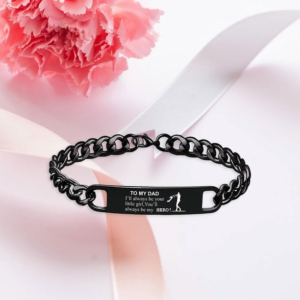 Pulsera de cadena con eslabones para hombre, regalos de joyería, pulsera de metal, pulsera de acero inoxidable de moda para hombres para el día negro