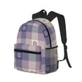 thumbnail image 2 of Fotbe Purple Floral Gingham Check Plaid Lightweight Casual Laptop Backpack for Men and Women, Daily use Waterproof backpack, Backpack for College, 2 of 8