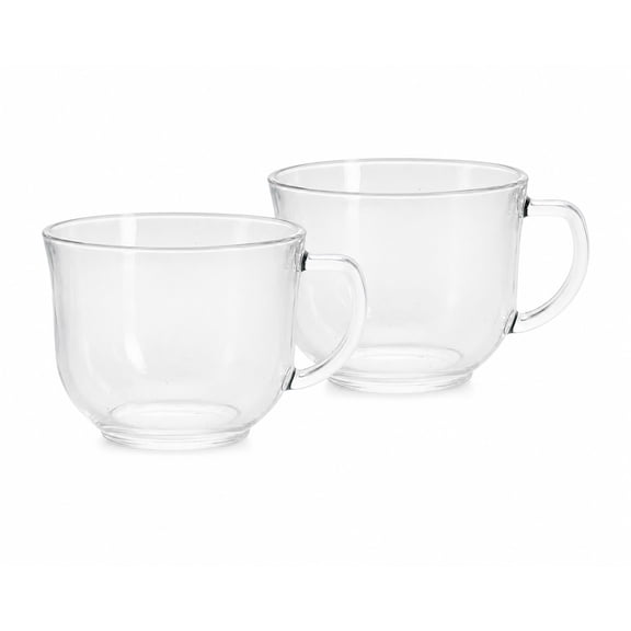 2-Pack Clear Glass Coffee Cups with Handle  Elegant Transparent Tea Mugs, Durable Glass Drinkware, Dishwasher Safe