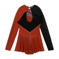 thumbnail image 7 of Kaerm Womens Sparkling Rhinestone Figure Skating Dance Dress Leotard Long Sleeve Lyrical Dresses Red&Black S, 7 of 7