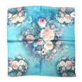 thumbnail image 4 of Wrapables® 100% Charmeuse Silk Square Scarf Neckerchief, Roses on Aqua, 4 of 4