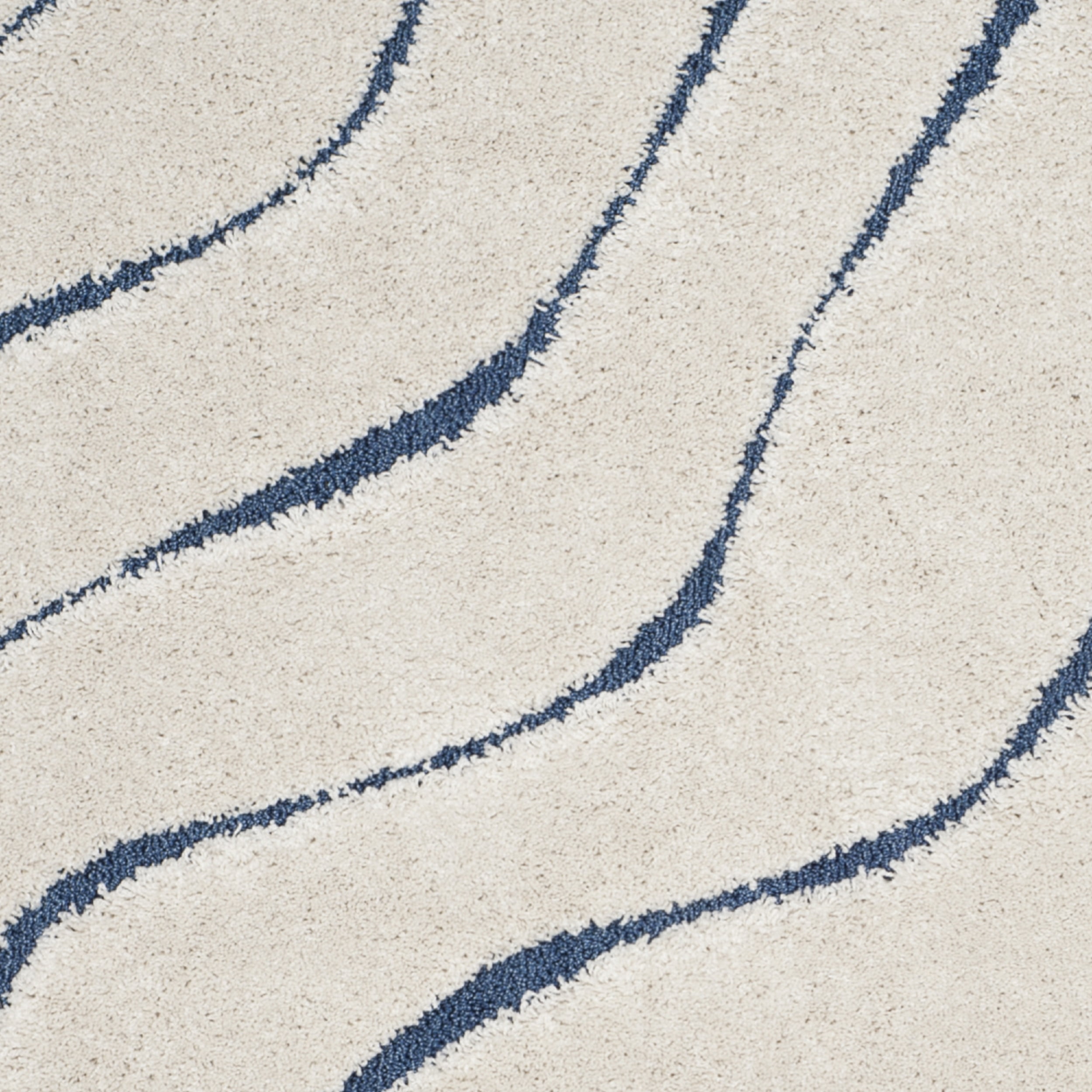 SAFAVIEH Florida Tabitha Geometric Waves Shag Area Rug, Cream/Blue, 6'7" x 6'7" Round