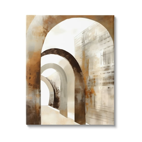 Stupell Industries Rustic Arch Architecture Abstract Painting Gallery Wrapped Canvas Art Print Wall Art, 16 x 20