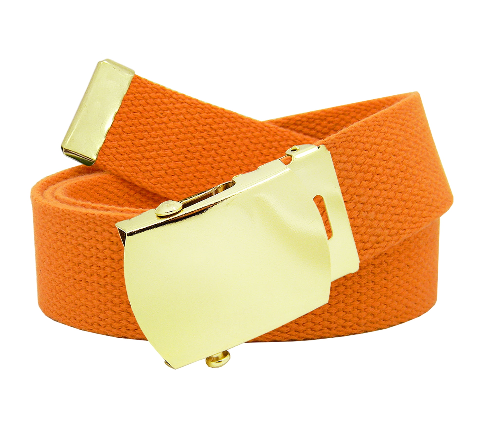 Men's Gold Brass Slider Military Belt Buckle with Canvas  Belt X