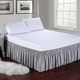 thumbnail image 2 of Meila Wrap Around Bed Skirt Three Fabric Sides Elastic Dust Ruffled 16 Inch Tailored Drop Easy To Install Fade Resistant-Grey Queen/King, 2 of 4