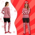 thumbnail image 3 of GYQMBT Adult Women Red and White Striped Shirt,Funny Halloween Costume,Classic Movie Characters Costume with Shirt Hat Socks and Glasses Set,S, 3 of 6