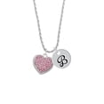 thumbnail image 2 of Delight Jewelry Silvertone Large Rounded Light Pink Oktant Crystal Heart Silvertone Script Initial Disc - B - Charm Necklace, 20"+3", 2 of 4