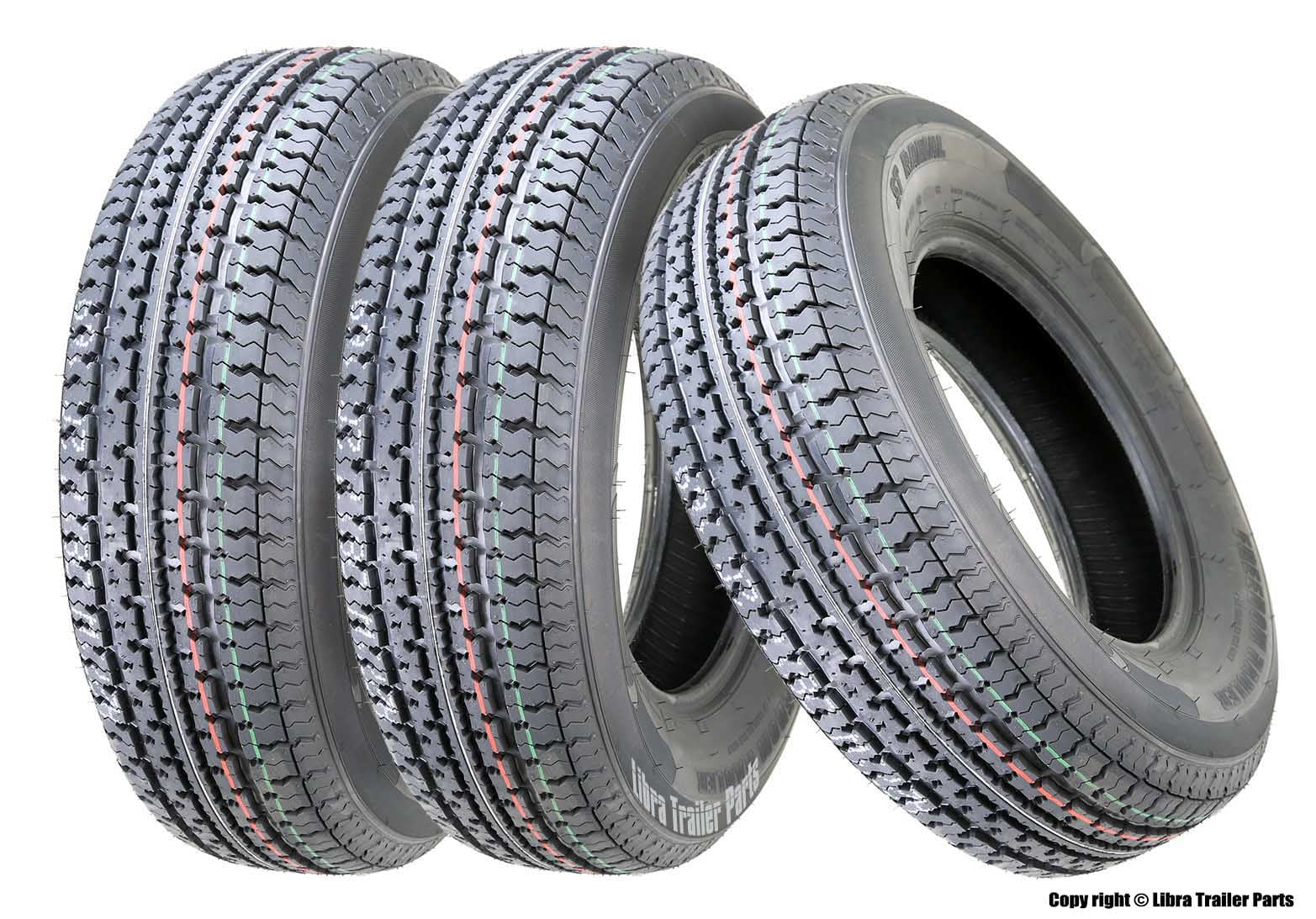 Set 3 Freedom Hauler Premium Trailer Tires ST 175/80R13 8PR Load Range