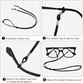 thumbnail image 2 of Lot de 5 Sangles de Lunettes, Support de Lunettes Réglable pour Lunettes de Sport et de Lecture, Corde à Lunettes Unisexe pour Hommes et Femmes, (Noir), 2 of 4