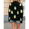 thumbnail image 2 of Women'S 2025 Autumn and Winter Knitted Loose Personality Lemon Sweater Round Neck Casual Long Sleeve Tops Black XL, 2 of 7