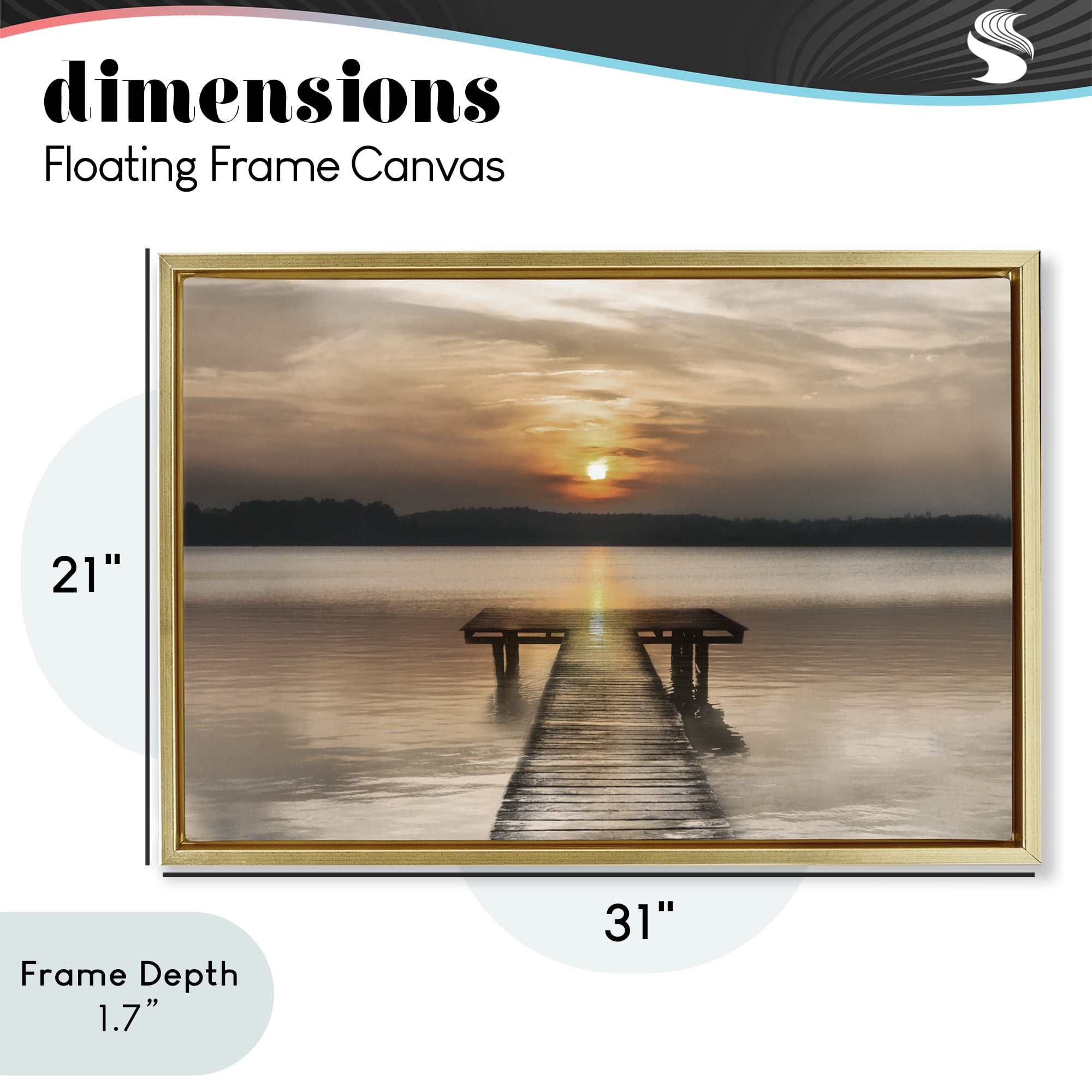 Stupell Industries Centric Reflective Sunrise Gold Framed Floater Canvas Wall Art, design by Irene Weisz