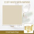 thumbnail image 2 of Set of 12 gold napkin rings and satin napkins, includes 12 satin napkins, napkin ring for dining table decoration, holiday gatherings, dinner parties, napkin rings, satin napkins., 2 of 5