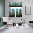thumbnail image 4 of Teal Forest Kitchen Curtains Sets for Windows 24 Inch Length, Vintage Foggy Woods Tree Rod Pocket Window Treatments Tier Curtains and Valances Set for Bedroom/Bathroom, 4 of 8