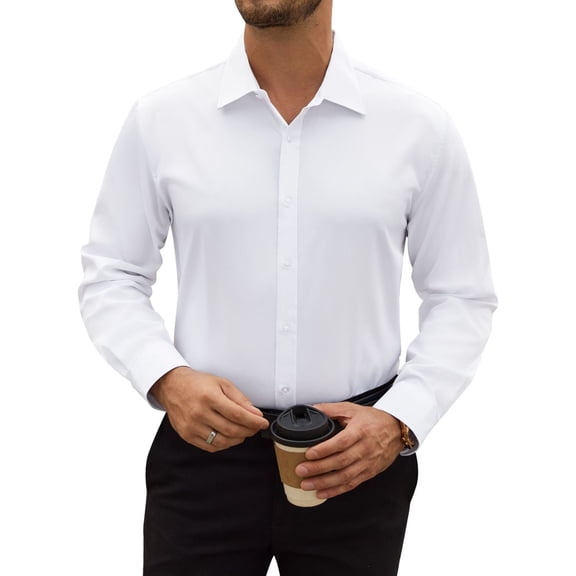sogami Men's Stretch Long Sleeve Dress Shirt Wrinkle Free Formal Shirt