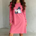 thumbnail image 4 of Women's Halloween Cute Print Lounge Dress Long Sleeve Crew Neck Casual Sleepwear Nightgown, 4 of 6