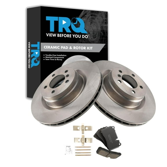 TRQ Front Brake Pad & Rotor Kit Brake Pads Brake Rotor Ceramic Fits Select 2006-2009 Land Rover Range Rover