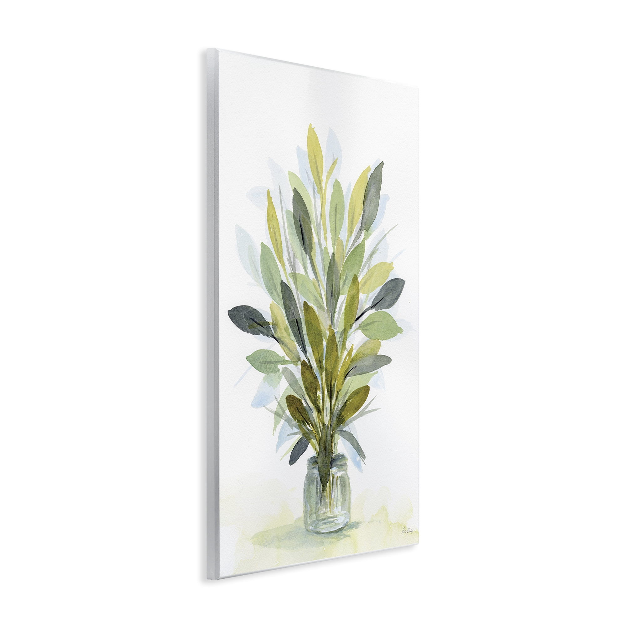 Stupell Industries Layered Leaves in Jar Botanical & Floral Painting Unframed Art Print Wall Art, 13 x 19