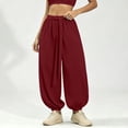 thumbnail image 4 of cocolona Womens Casual Loose High Waist Harem Pants Solid Color Elastic Waist Drawstring Travel Yoga Pants, 4 of 5