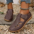 thumbnail image 2 of Closed Toe Work Sandals for Women 2025 Spring Summer Leather Non Slip Gladiator Flats Walking Shoes, 2 of 5