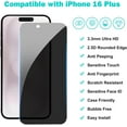 thumbnail image 2 of [3+3Pack] Privacy Screen Protector for iPhone 16/iPhone 16 Plus/iPhone 16 Pro/iPhone 16 Pro Max(Optional) with Camera Lens Protector Full Coverage Anti-Spy Tempered Glass Film 9H Hardness, 2 of 6