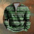 thumbnail image 2 of Penkiiy Men's St Patrick's Day 1/4 Zipper Collar Sweatshirt Shamrock Irish Long Sleeve Shirt S Multicolor, 2 of 5