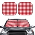 thumbnail image 2 of Naloa Red Checkboard 2 Piece Foldable Car Sun Shades, Car Windshield Sunshade, Front Window Sunshade for Car, Truck, SUV - Small, 2 of 7