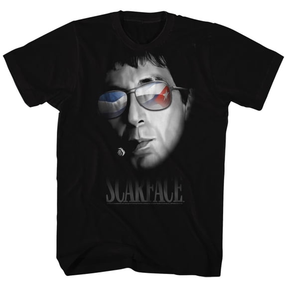 Scarface Cuban Aviators Black Adult T-Shirt Xlt