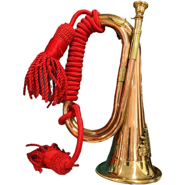 Brass and Copper Blowing Bugle Signal Horn 10.6" with Beautiful Rope Binding