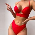 thumbnail image 5 of Ytdscs Women's Cutout Bikini Swimsuits 2PCS Sets Solid Colour Swimwear Outfits Summer Halter Tops Bathing Suits, 5 of 9