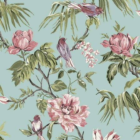 NEXT Birds and Blooms Duck Egg Wallpaper