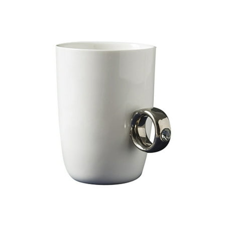 

JOYONLY Wedding Gift Couple Elegant Ring Mug Coffee Cup Drink Cup (Silver Handle)